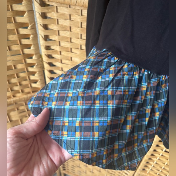 NWT Anthropologie Maeve Long Sleeve Peplum Top Black Plaid Cotton Stretch Small - Picture 3 of 4